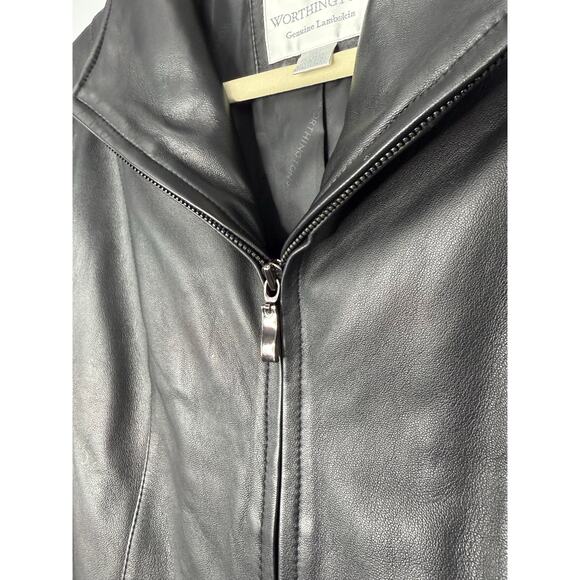 Worthington Genuine Lambskin Leather Jacket Sm Black Zip Front Y2K Gilmore Girls - Picture 4 of 8